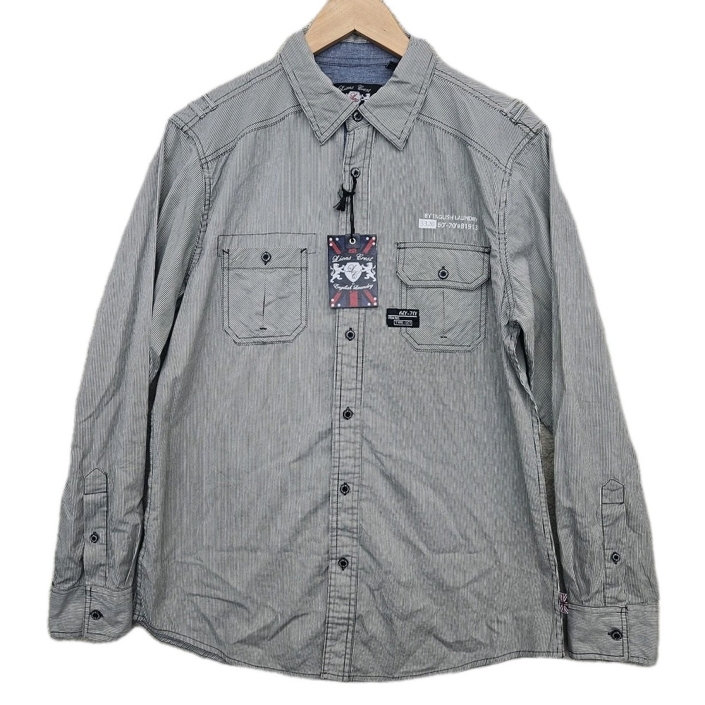 English Laundry Lion's Crest‎ Shirt Men's Medium NWT Cotton Button Down Stripe